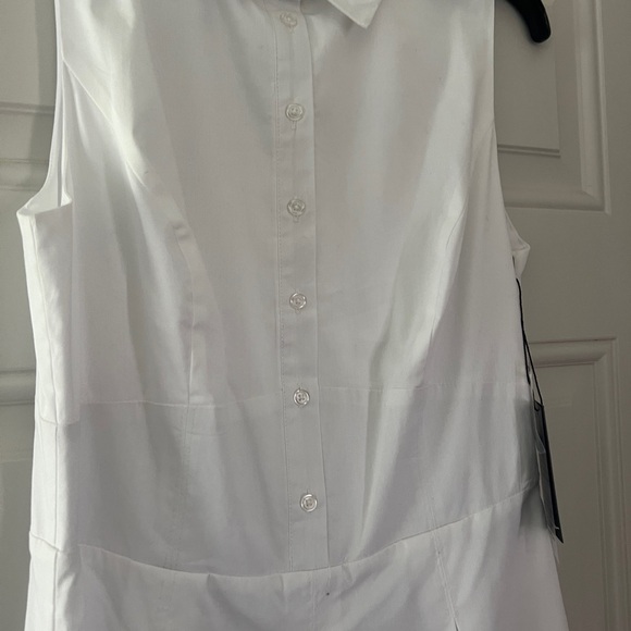 Nicole Miller LUNA STRETCH POPLIN SLEEVELESS PLEATED SHIRT DRESS size S - Picture 4 of 5